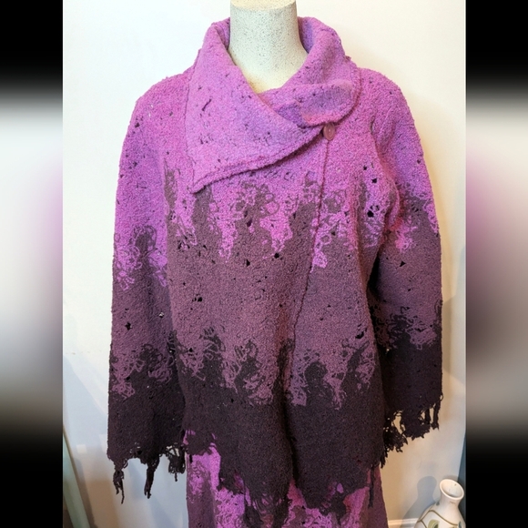 Simon Chang Vintage Designer Avant Garde Wool Skirt & Sweater Set Purple Sz L - Picture 10 of 17